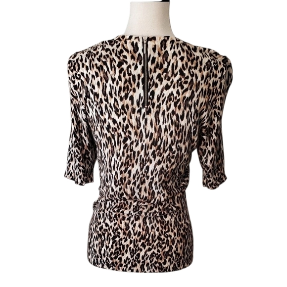 White House Black Market Leopard Elbow Length Sleeve Crew Neck Knit Top Size M - Picture 6 of 7